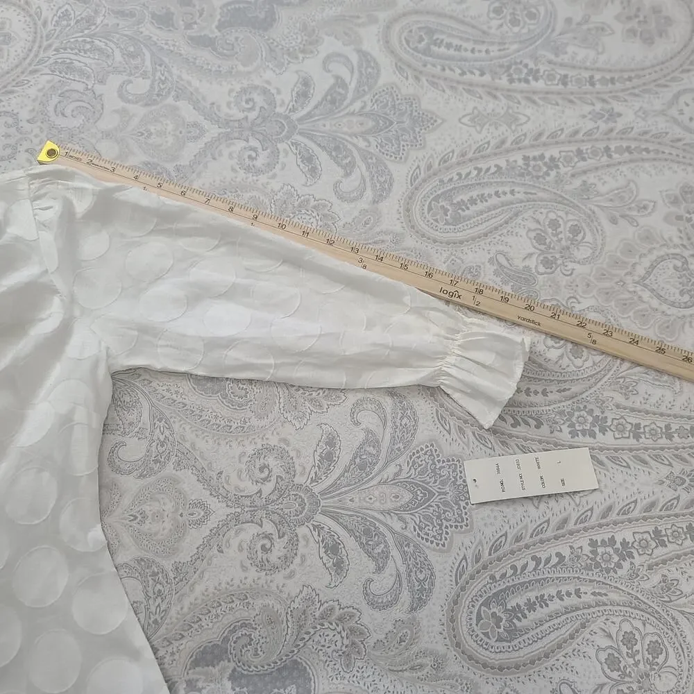 Harve Benard Vintage100% cotton Dot detail women's blouse Ivory Size Large - Picture 5 of 7